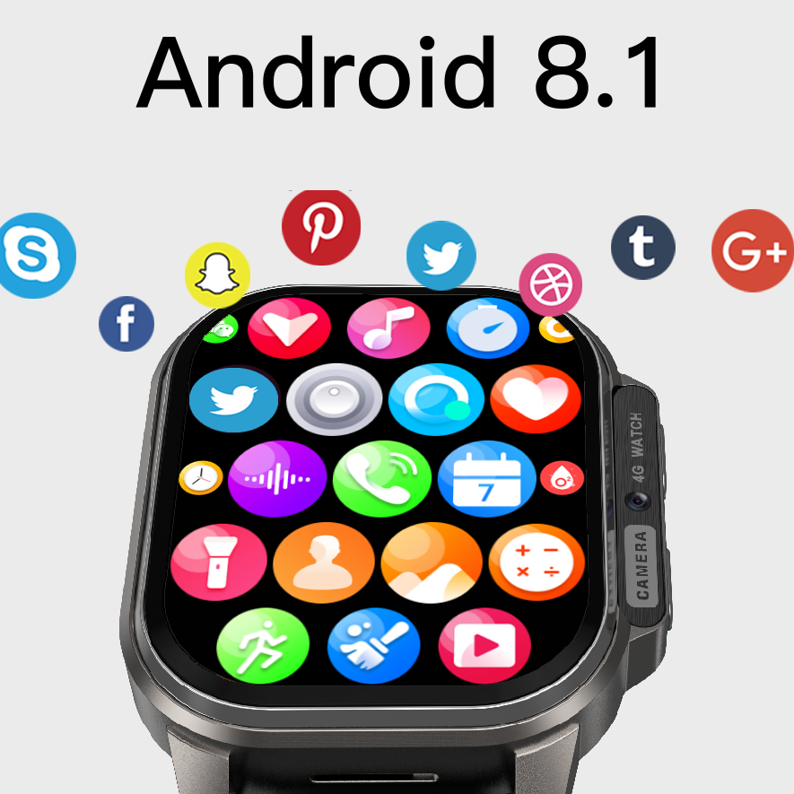 DM62 AMOLED 4G Network Smart Watch 2.13" HD Screen 2GB RAM 16G ROM Supports SIM Wifi Camera GPS Android8.1 Sport Watch